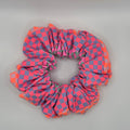 Triple Check 1 - Orange Pink and Blue Contrast Scrunchie