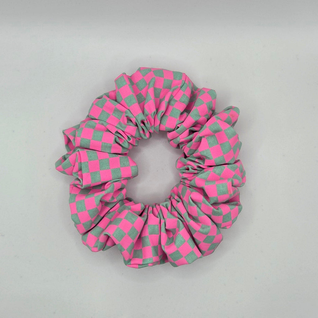 pink and green bright hair scrunchie