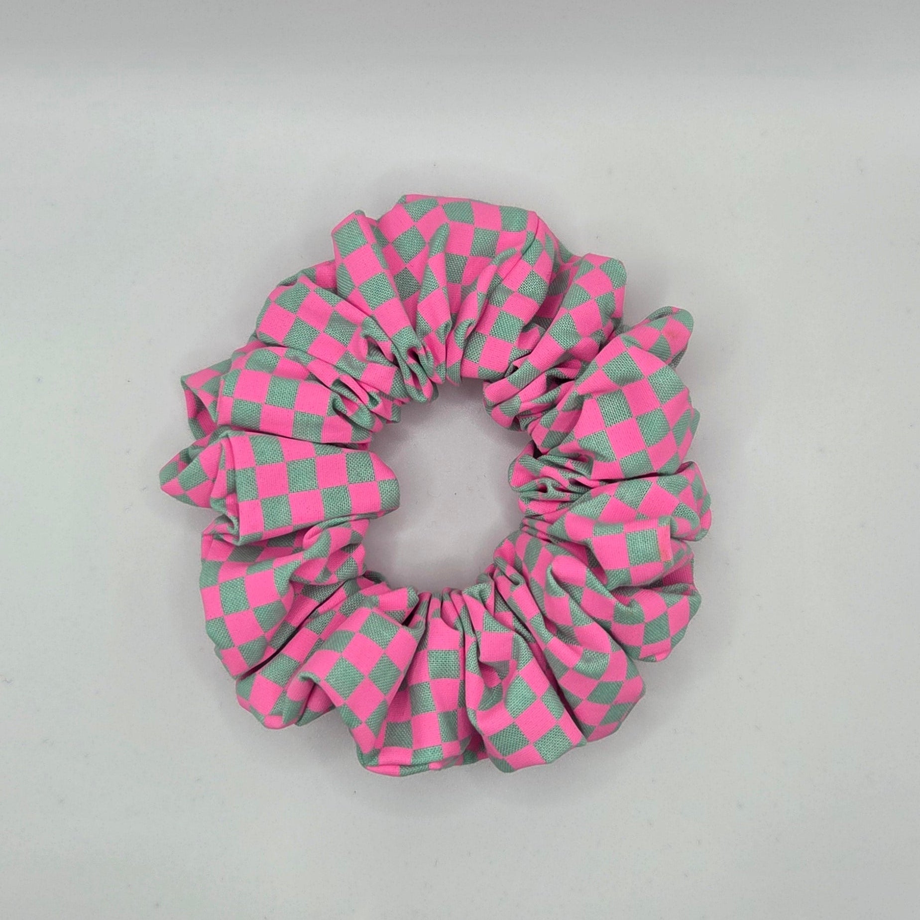 pink and green bright hair scrunchie