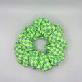 Single Check 2 - Bright green checked hair scrunchie