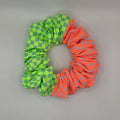 Double Check 2 - Green and Orange Checked Hair Scrunchie