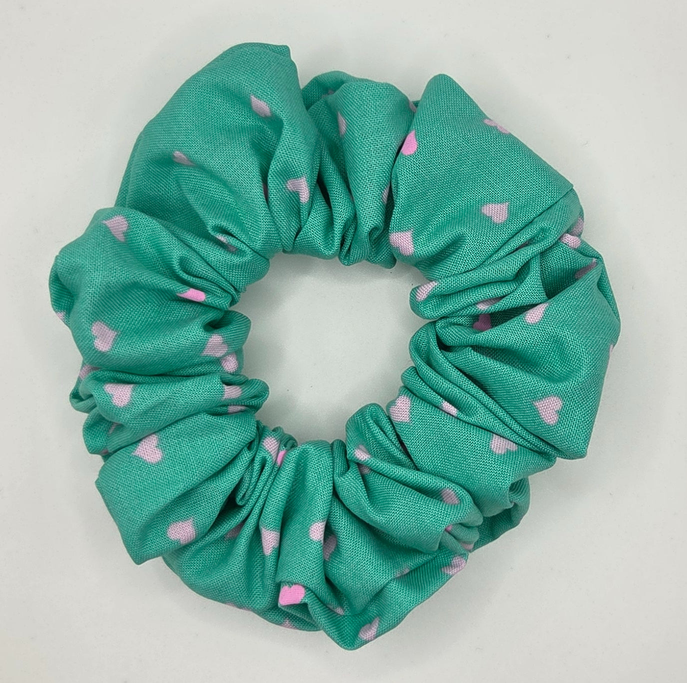Green and Pink Heart Scrunchie