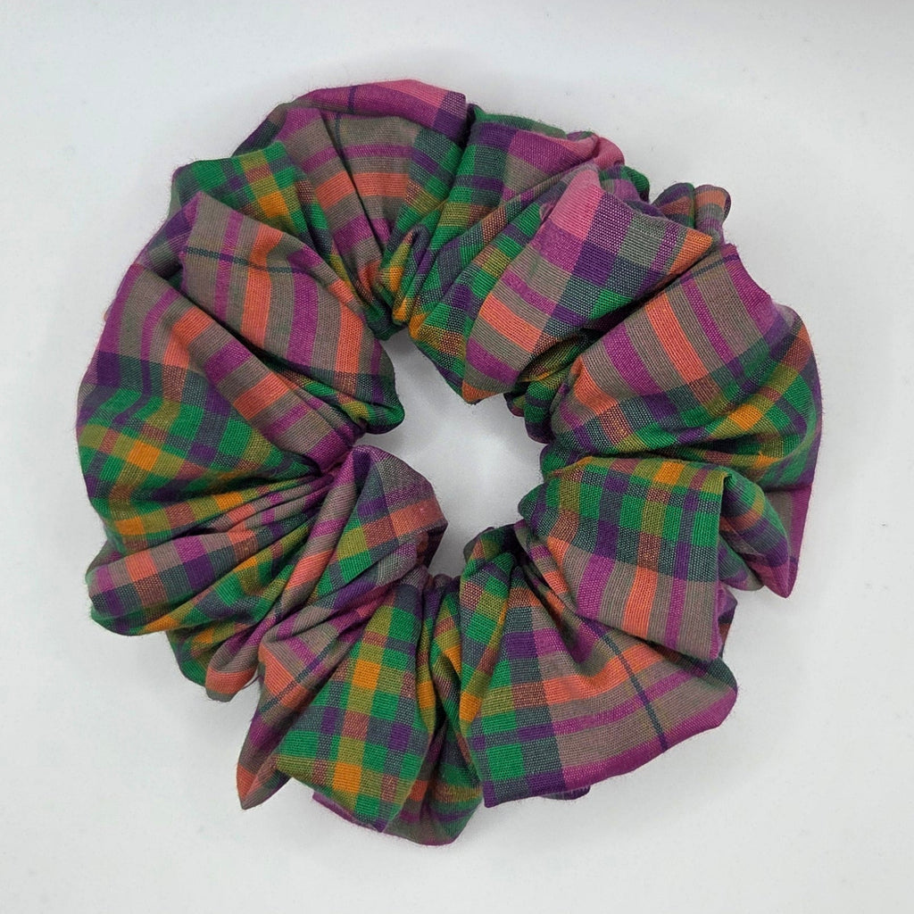 Purple and Green Tartan Scrunchie
