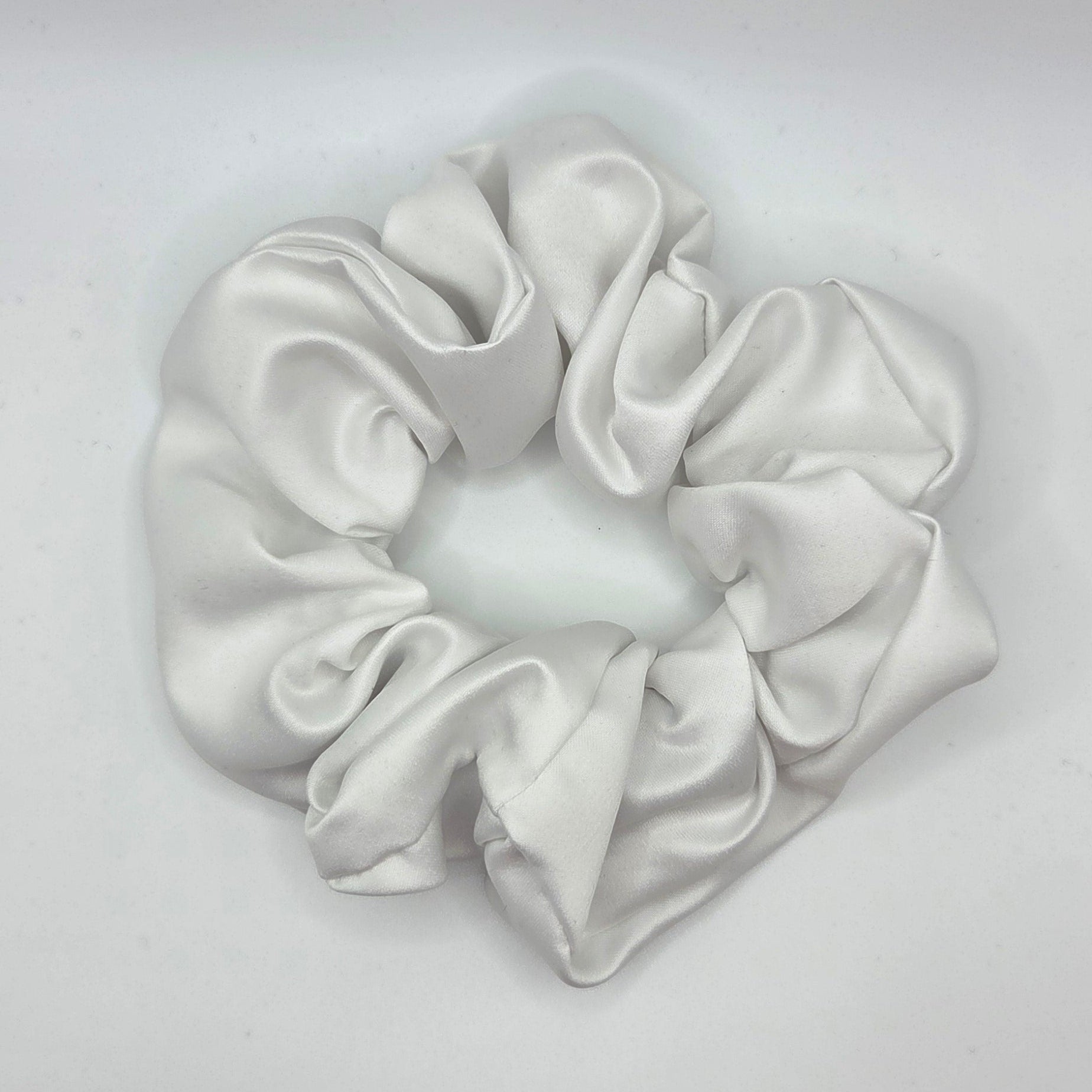 White Thick Satin Scrunchie